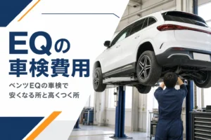 整備工場で点検を受ける電気自動車のSUV