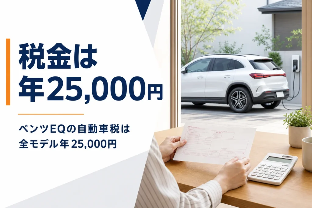 自動車税の納税通知書と充電中の電気自動車